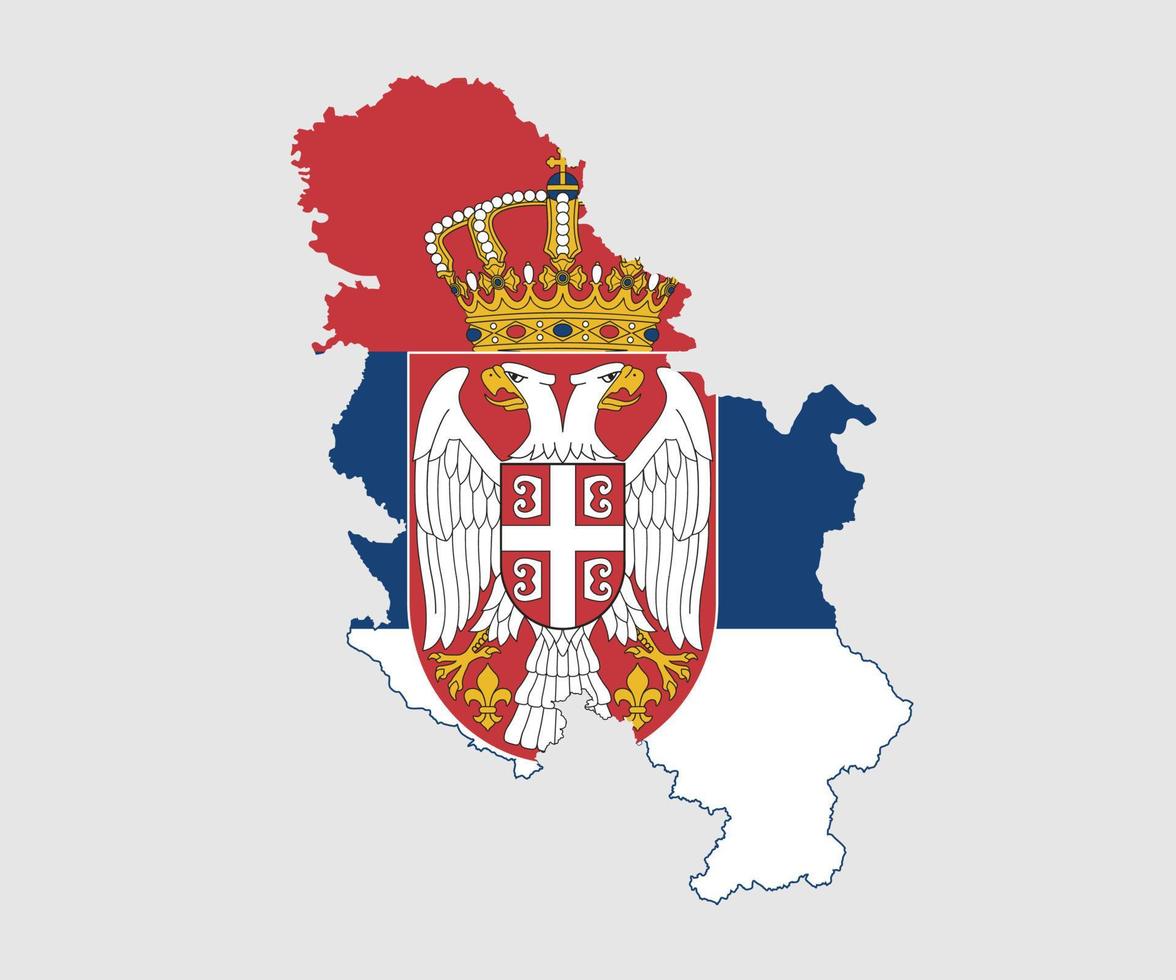 mapa y bandera de serbia vector