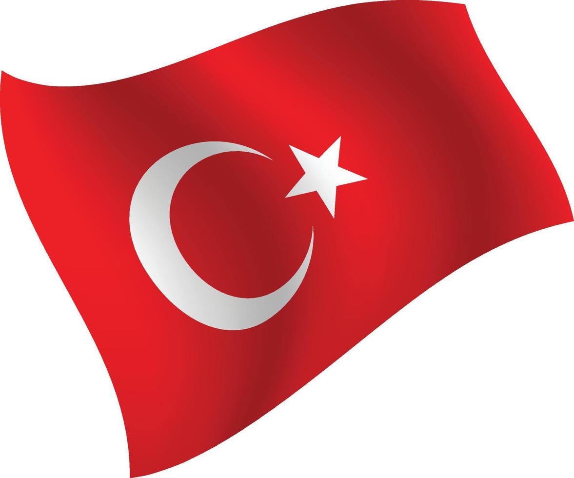 bandera de turquía ondeando ilustración vectorial aislada vector