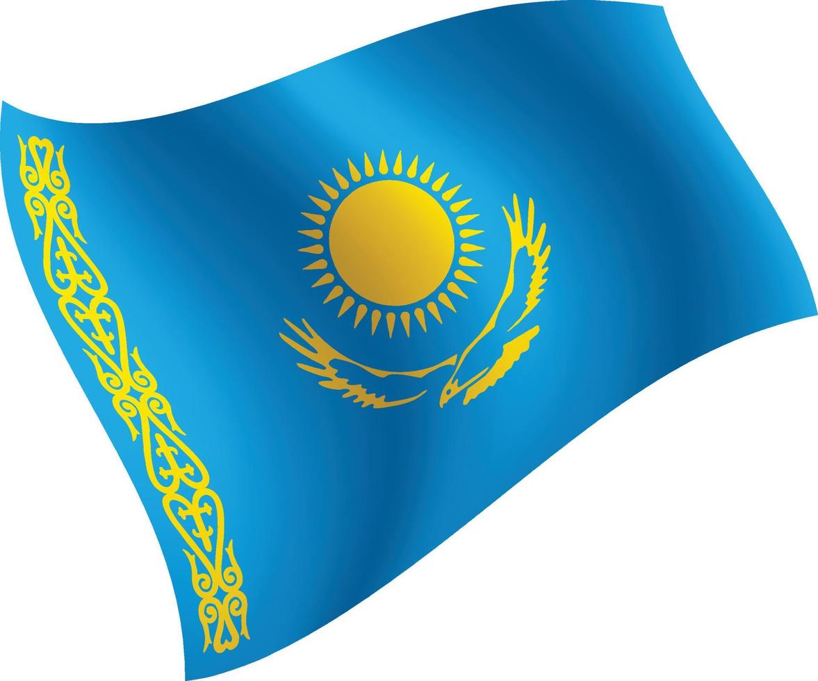 Kazakhstan flag waving isolated vector illustration