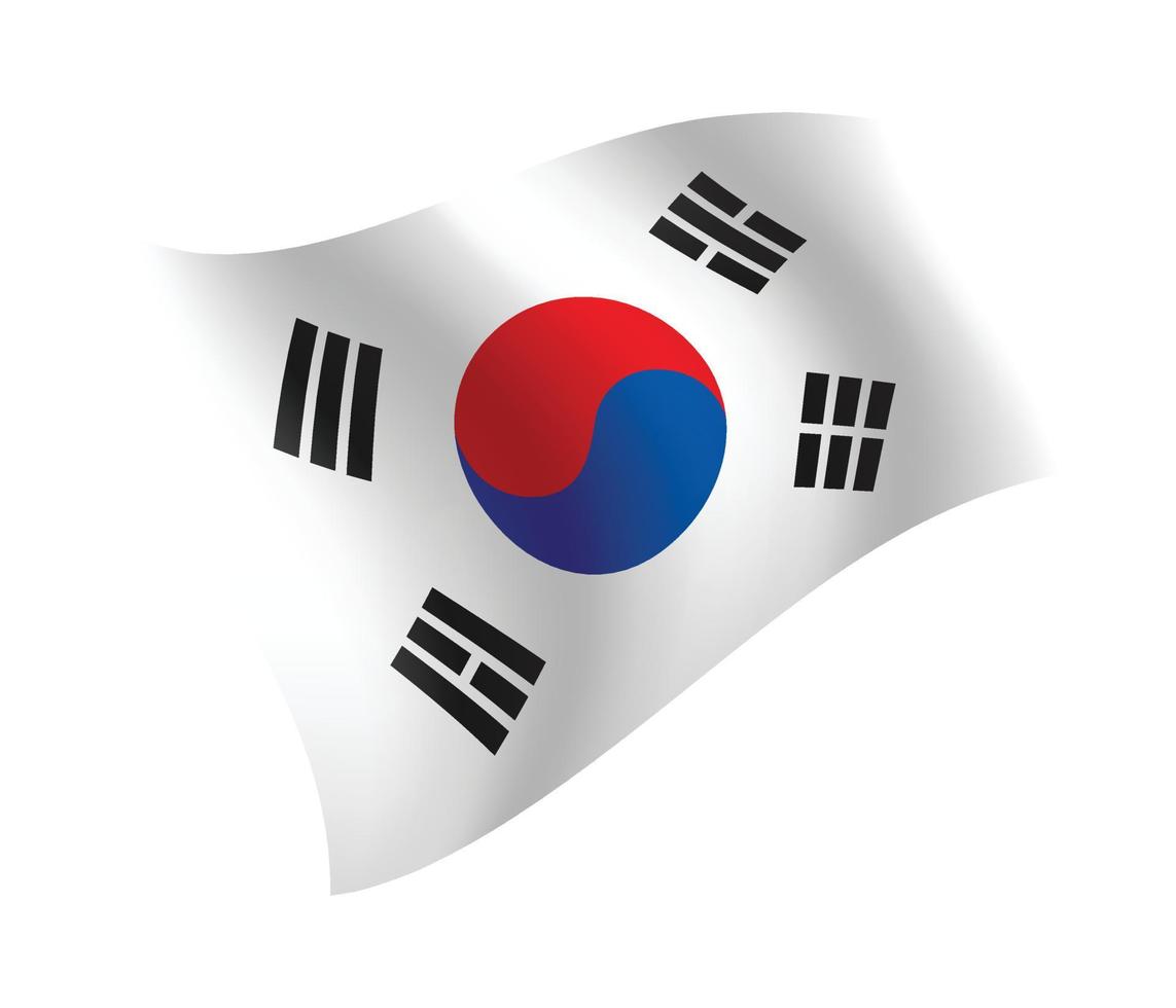 South Korea flag waving isolated vector illustration