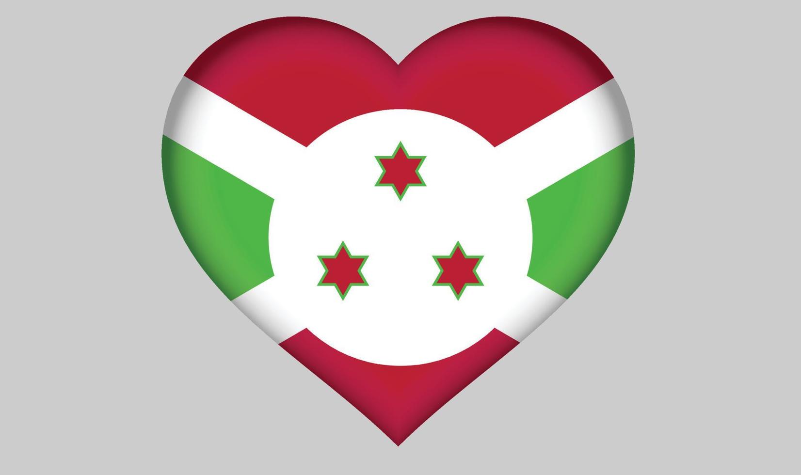 corazón de la bandera de burundi vector