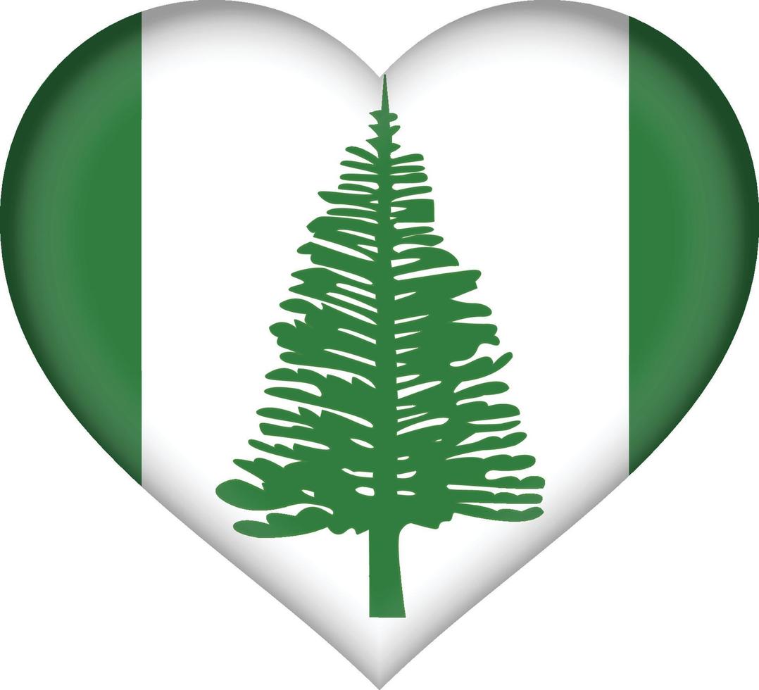 corazón de la bandera de la isla de norfolk vector