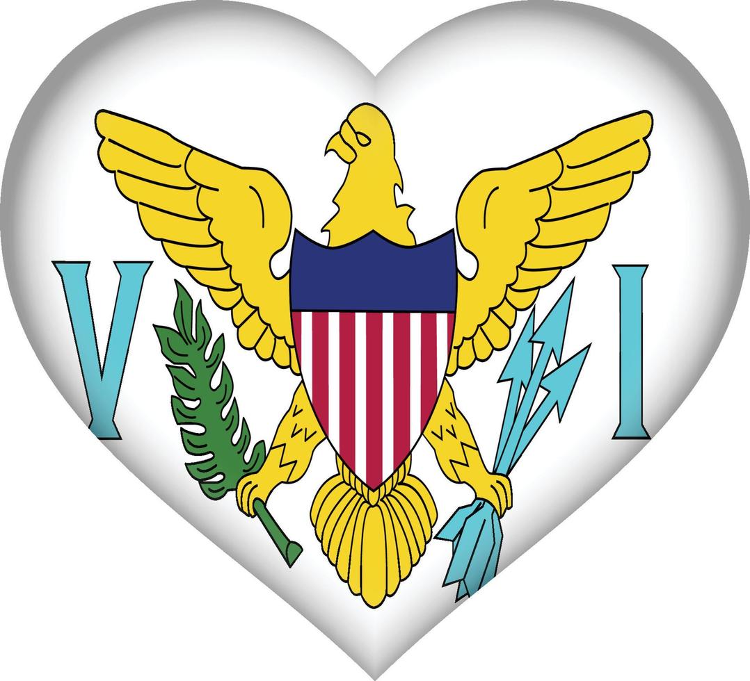 virgin island us flag heart vector