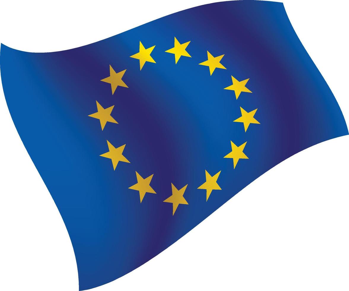 bandera de la unión europea ondeando ilustración vectorial aislada vector