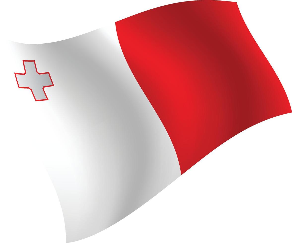 bandera de malta ondeando ilustración vectorial aislada vector