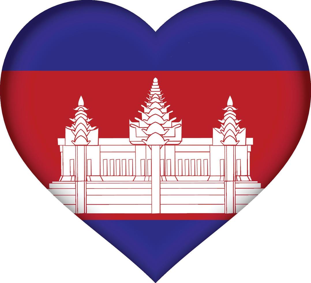 Cambodia flag heart vector