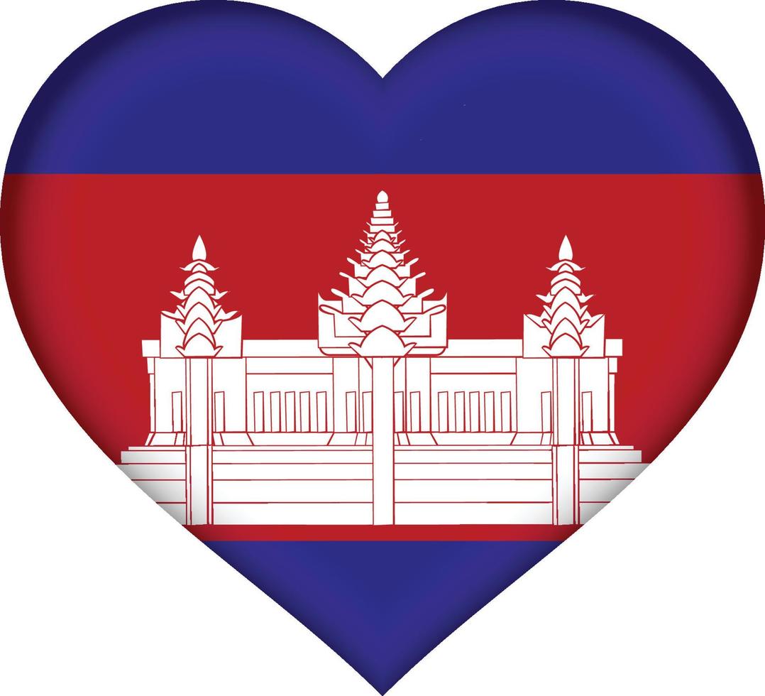 corazón de la bandera de camboya vector