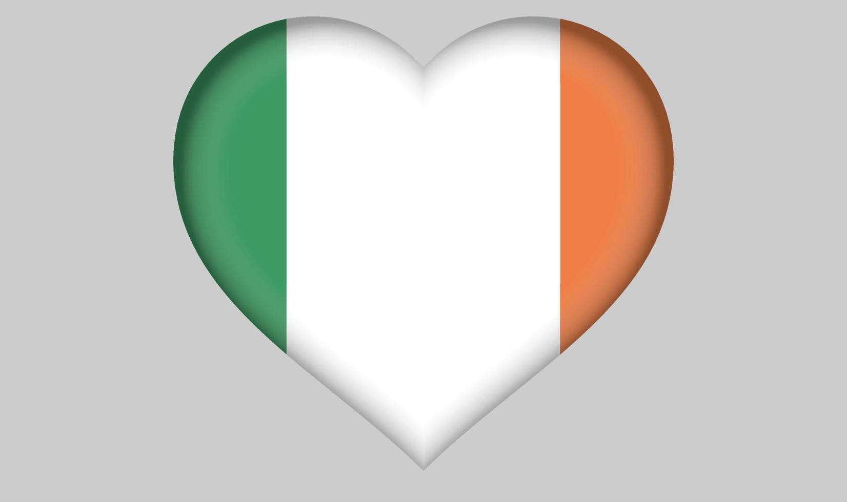 corazón de la bandera de irlanda vector