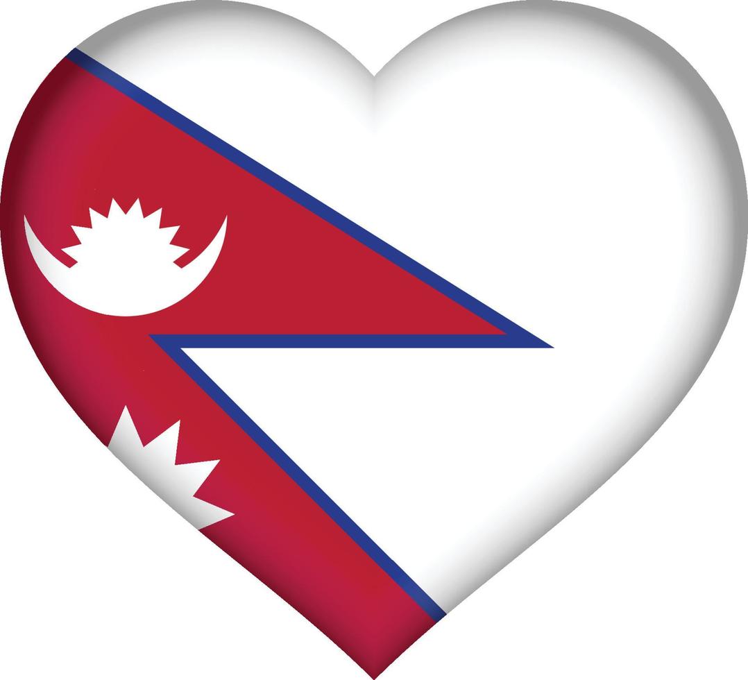 Nepal flag heart vector