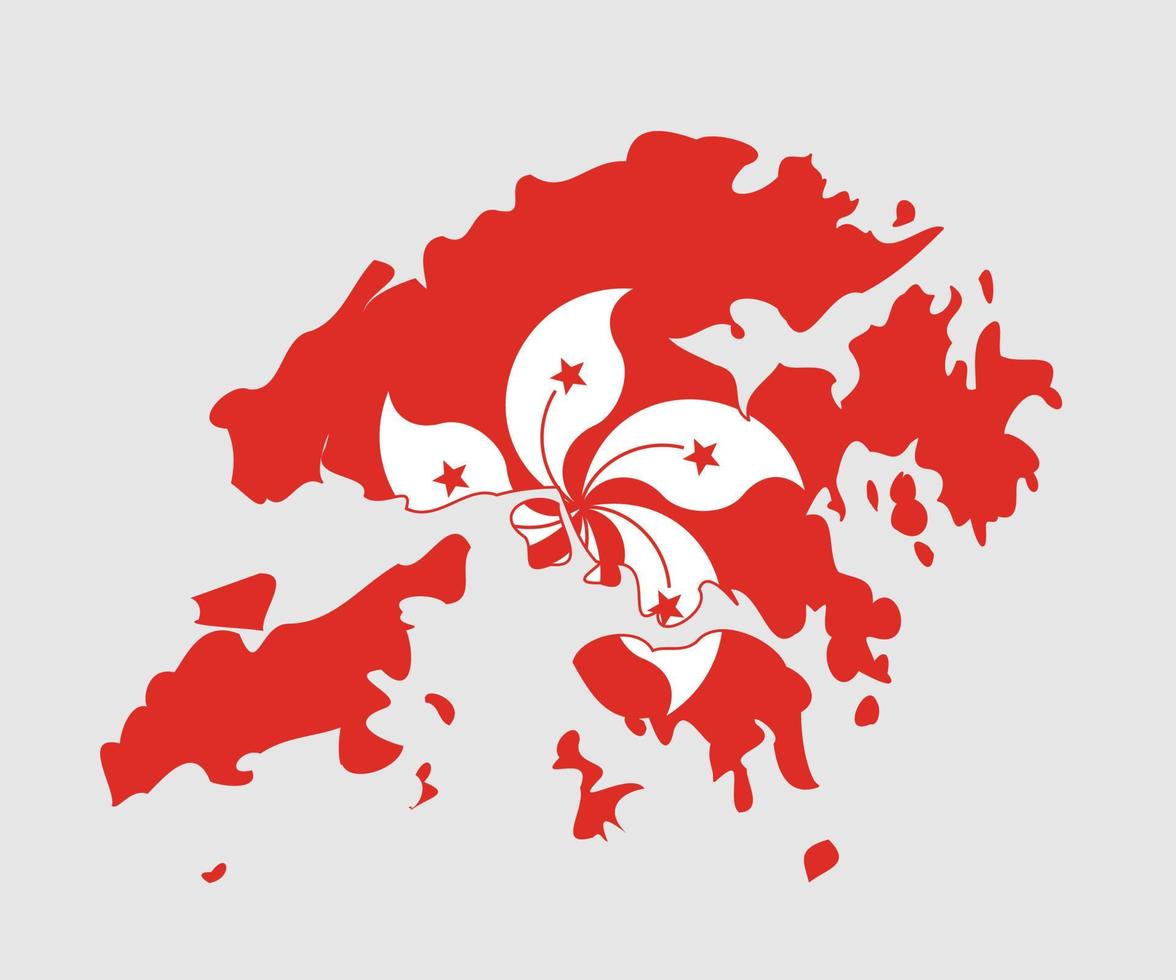 mapa y bandera de hong kong vector