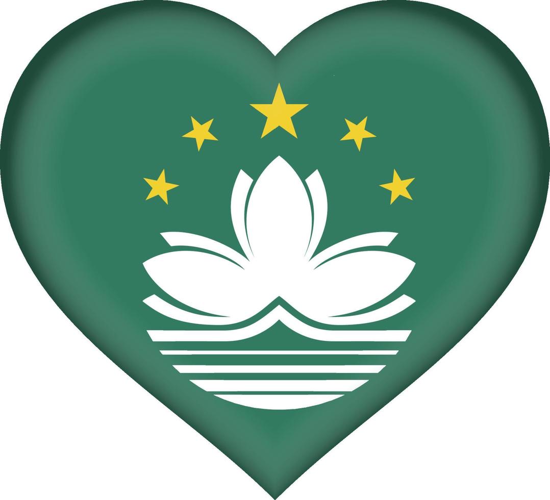 corazón de la bandera de Macao vector