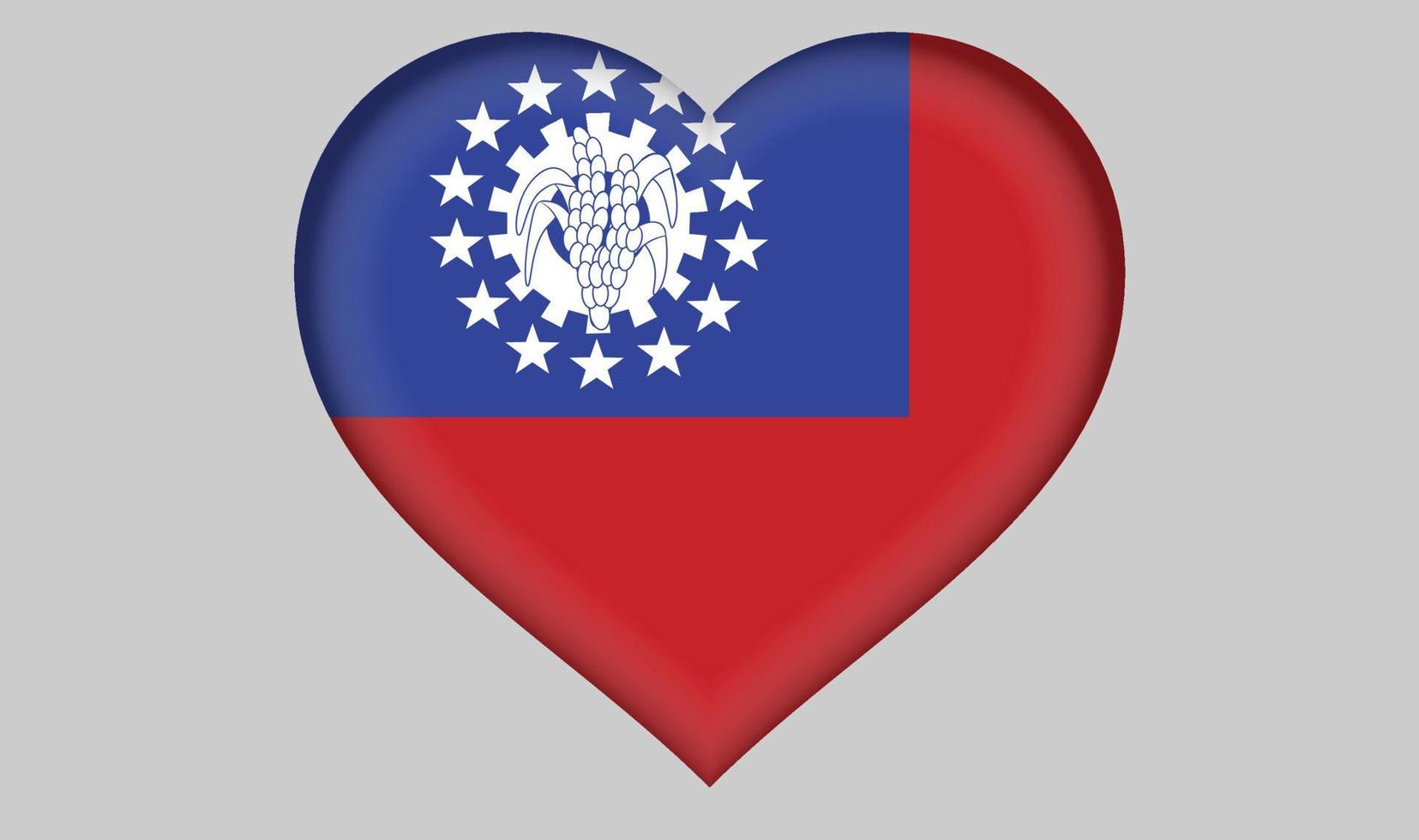 myanmar burma flag heart vector