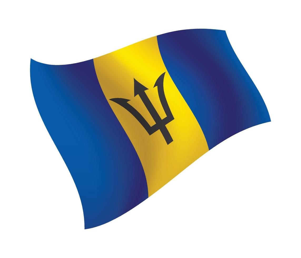 Barbados flag waving isolated vector illustration