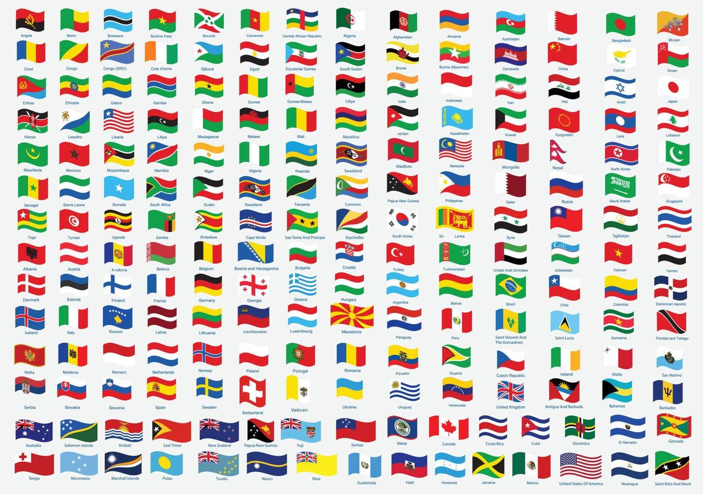 todas las banderas nacionales ola del mundo vector