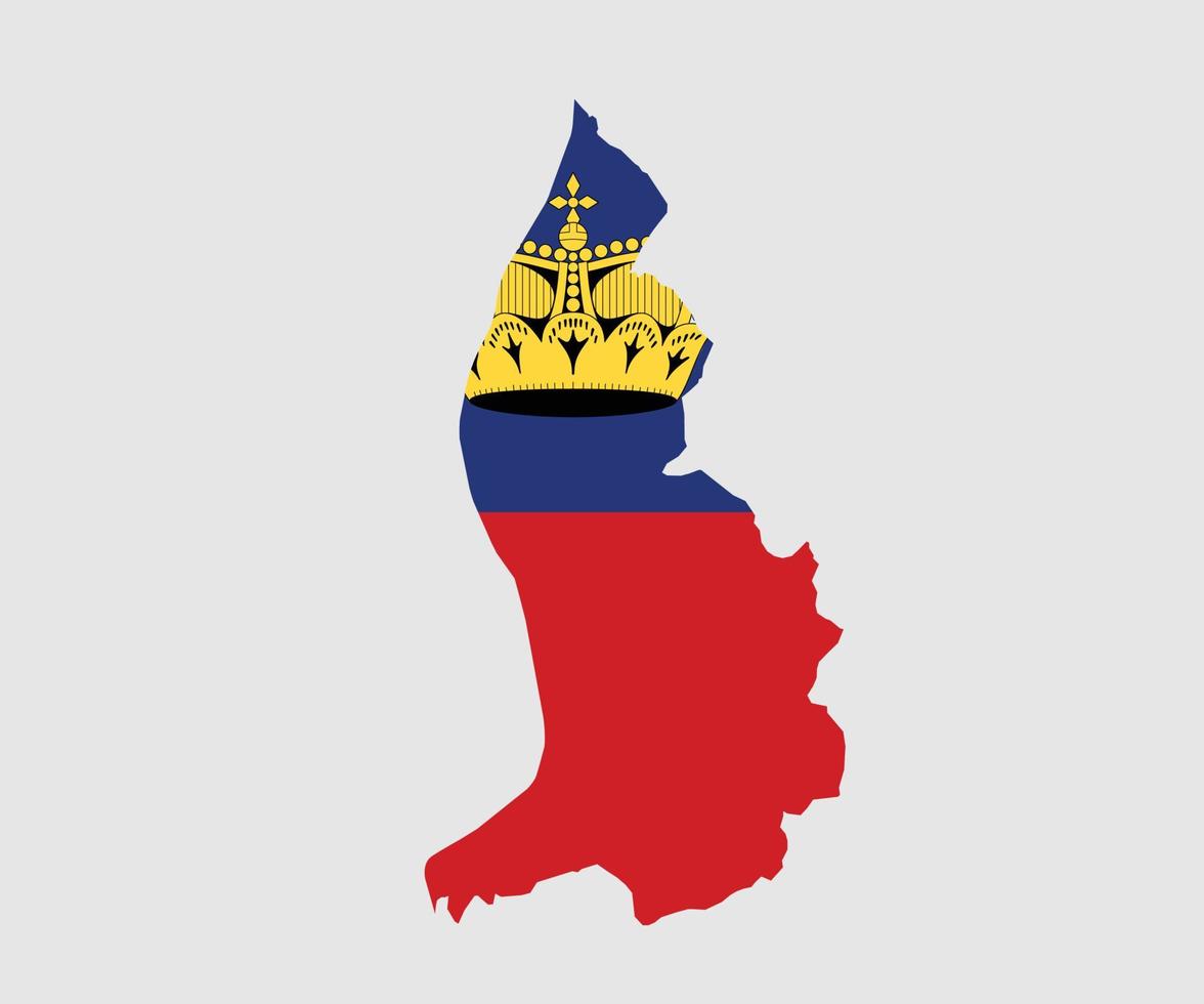 Map and flag of Liechtenstein vector