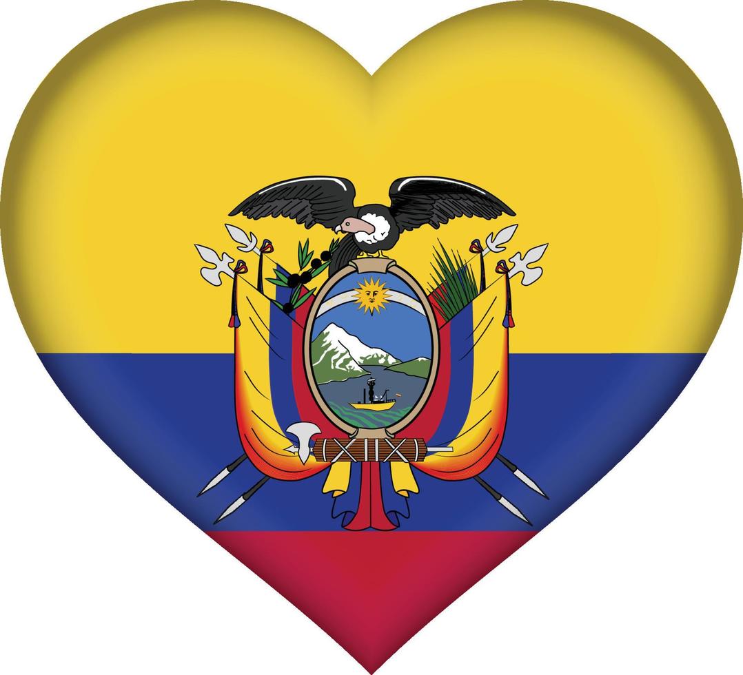 Ecuador flag heart vector