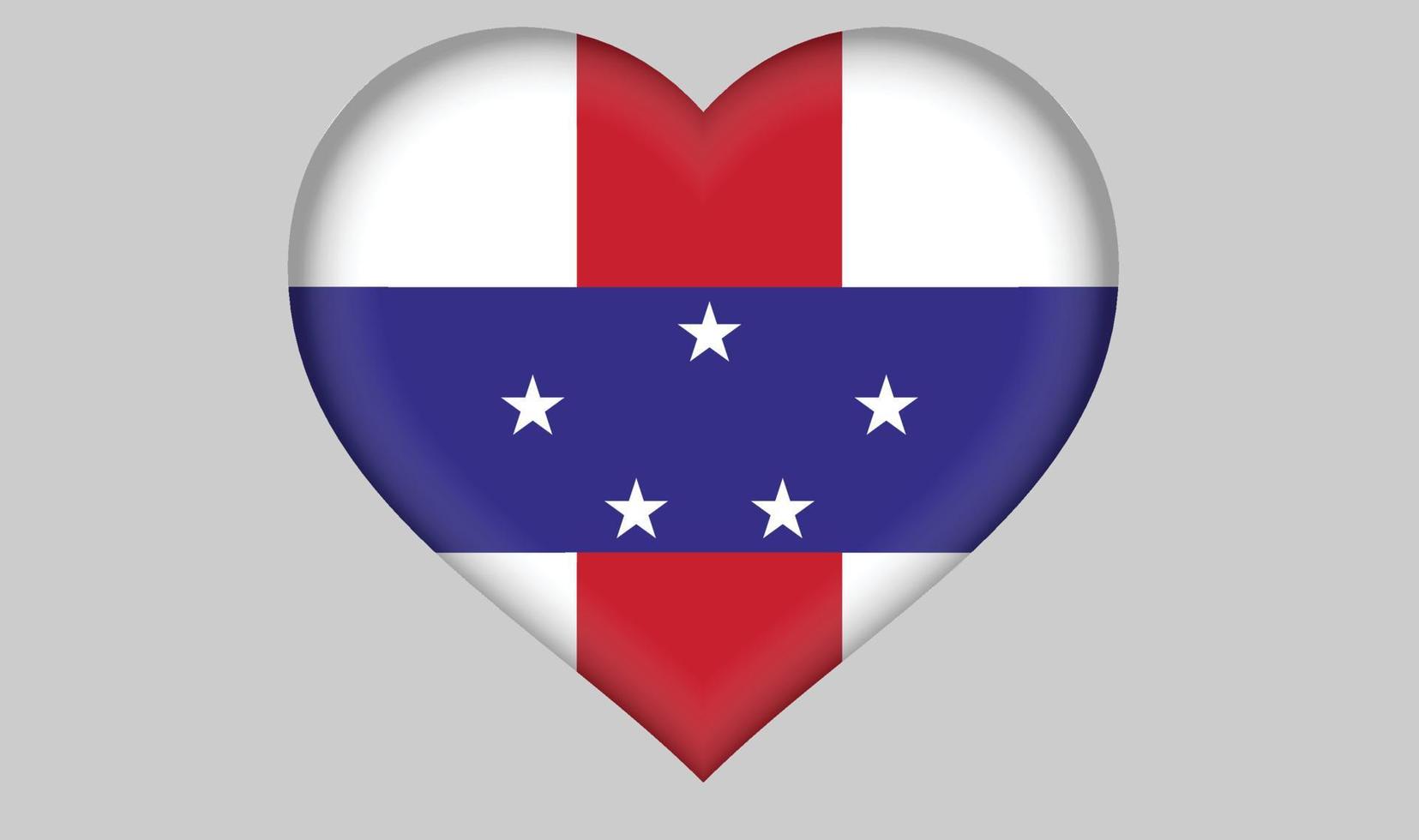 corazón de la bandera de las antillas holandesas vector