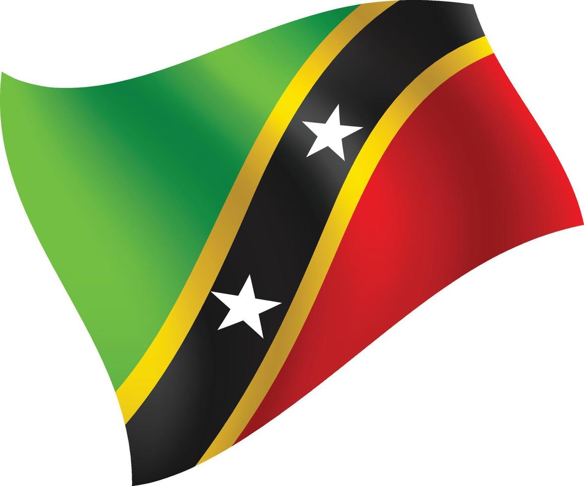 Saint Kitts and Nevis flag waving isolated vector illustration