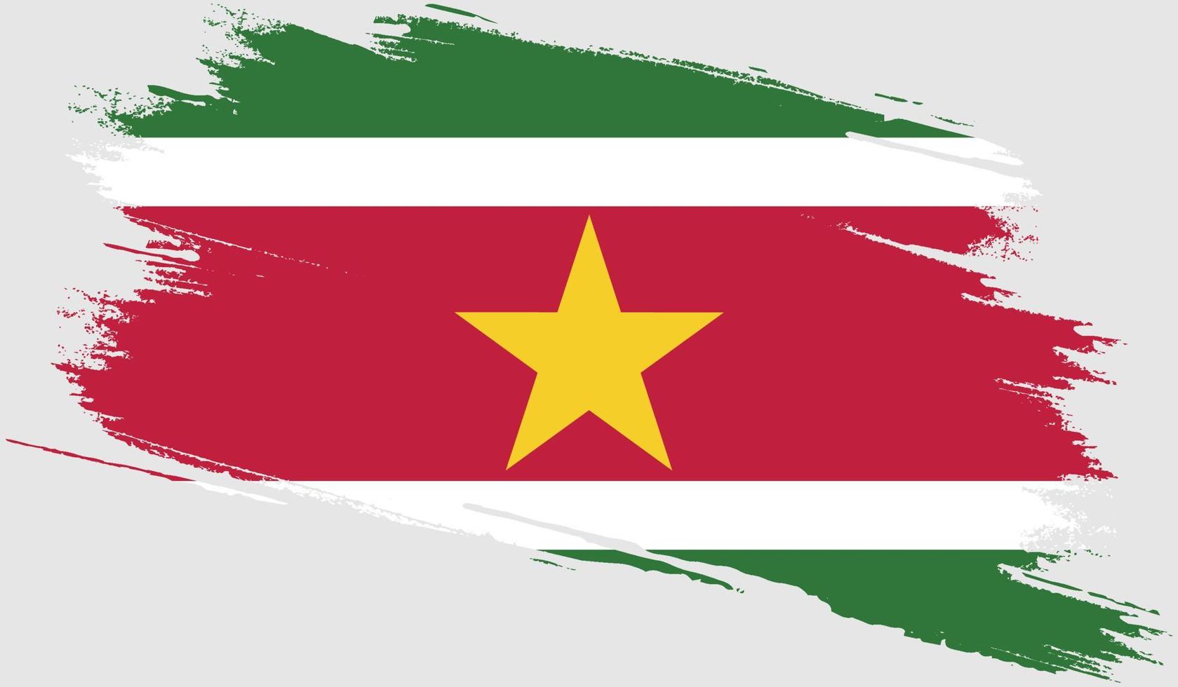 Suriname flag with grunge texture vector