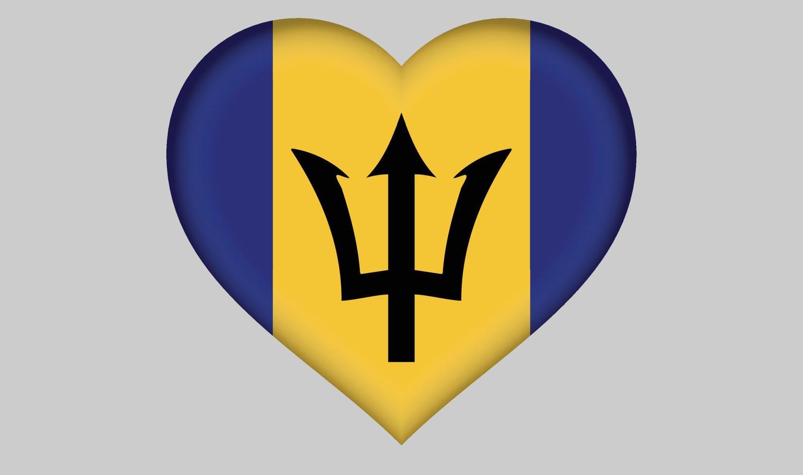 Barbados flag heart vector