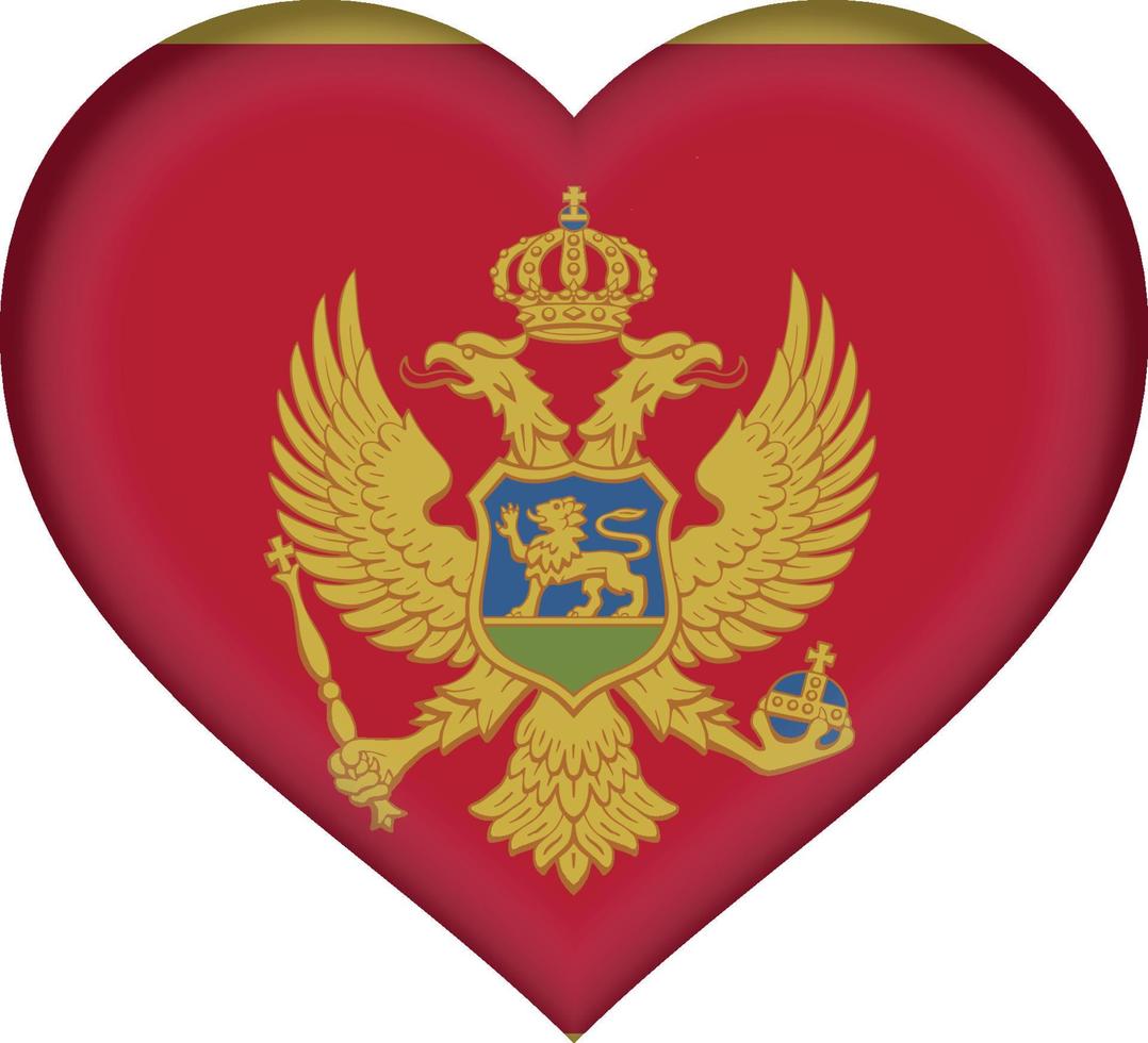 corazón de la bandera de montenegro vector