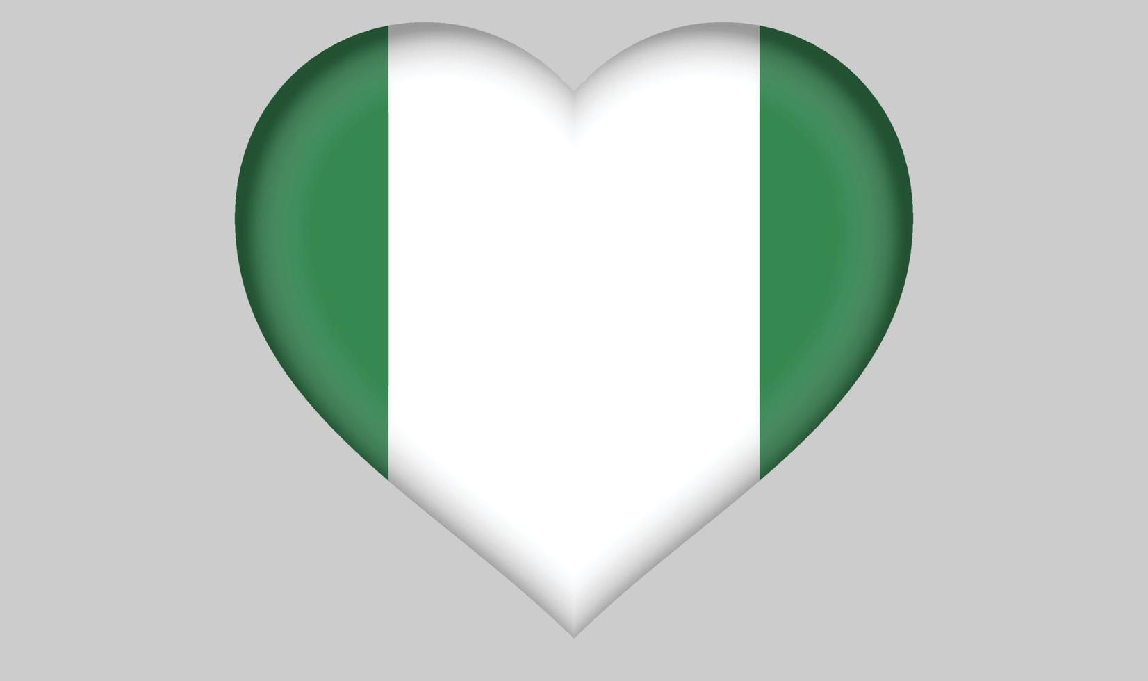 corazón de la bandera de nigeria vector