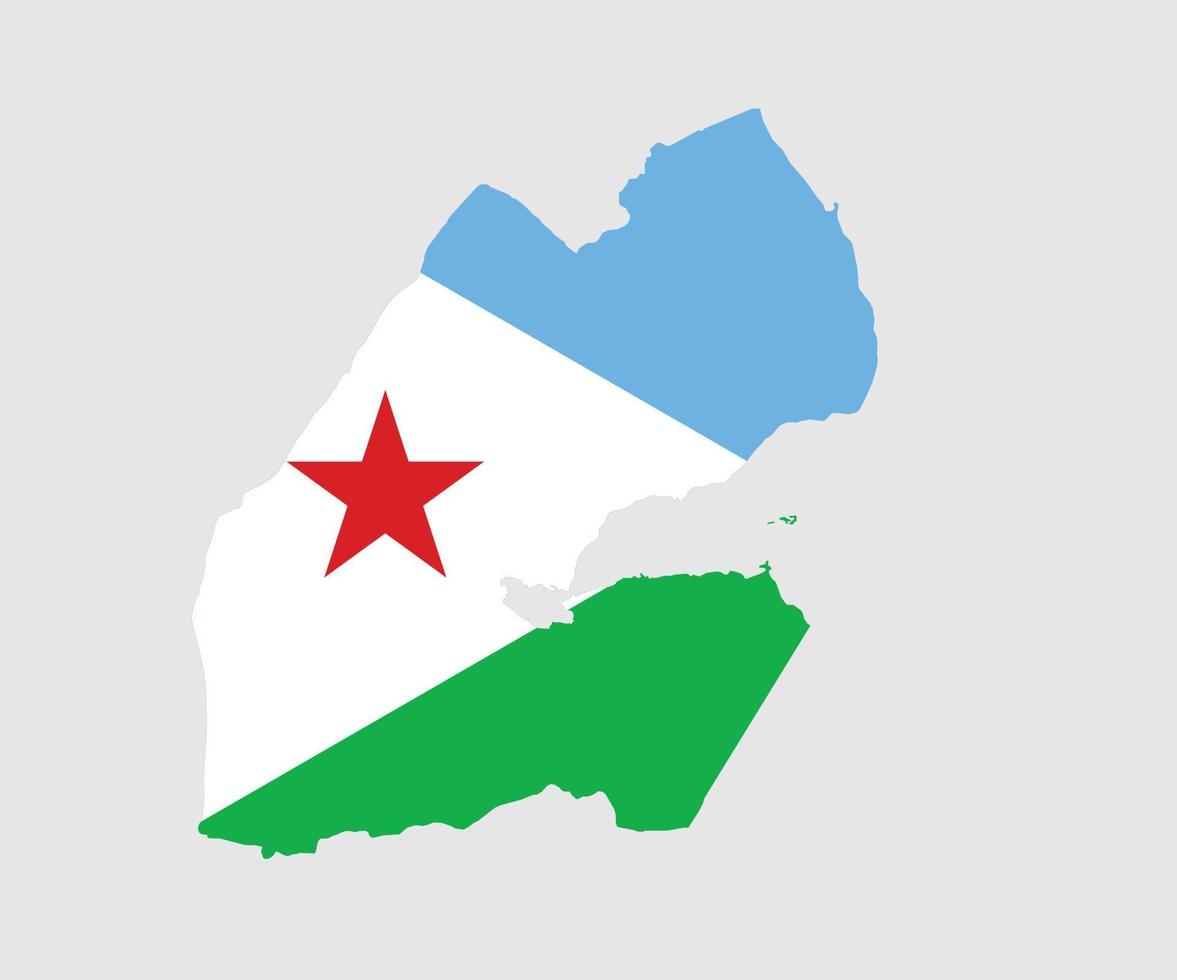 mapa y bandera de djibouti vector