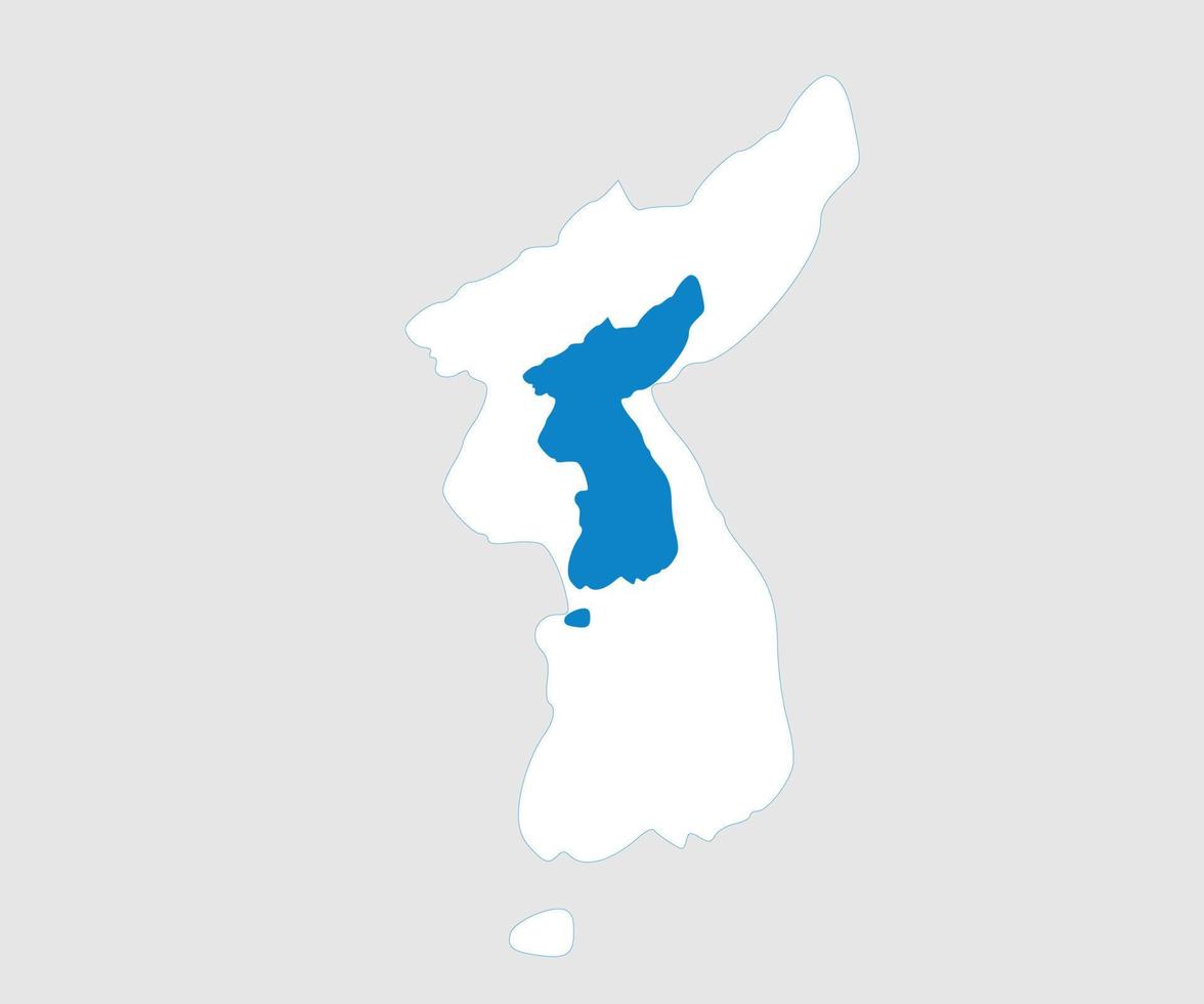 mapa y bandera de la península coreana vector