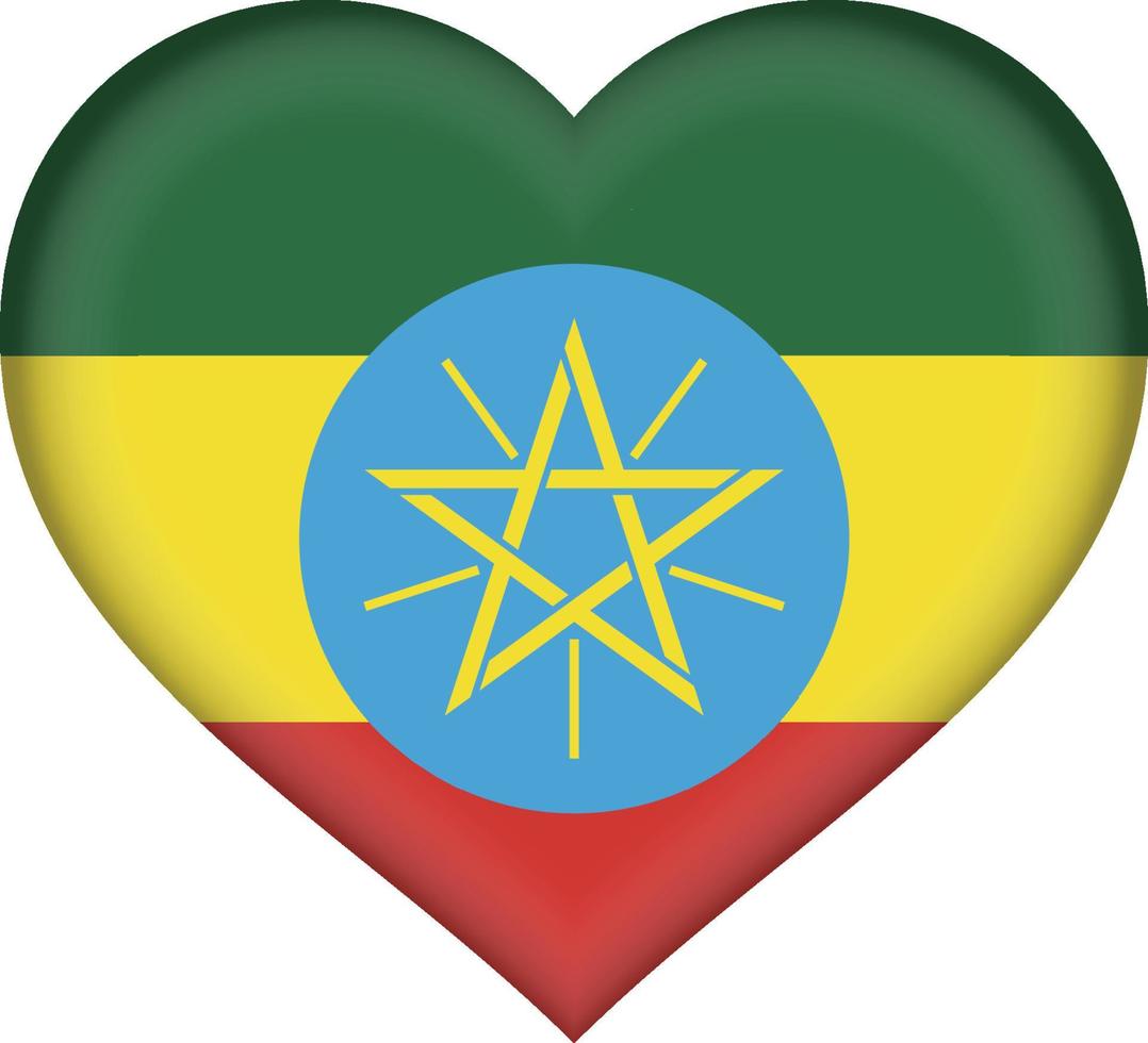 Ethiopia flag heart vector