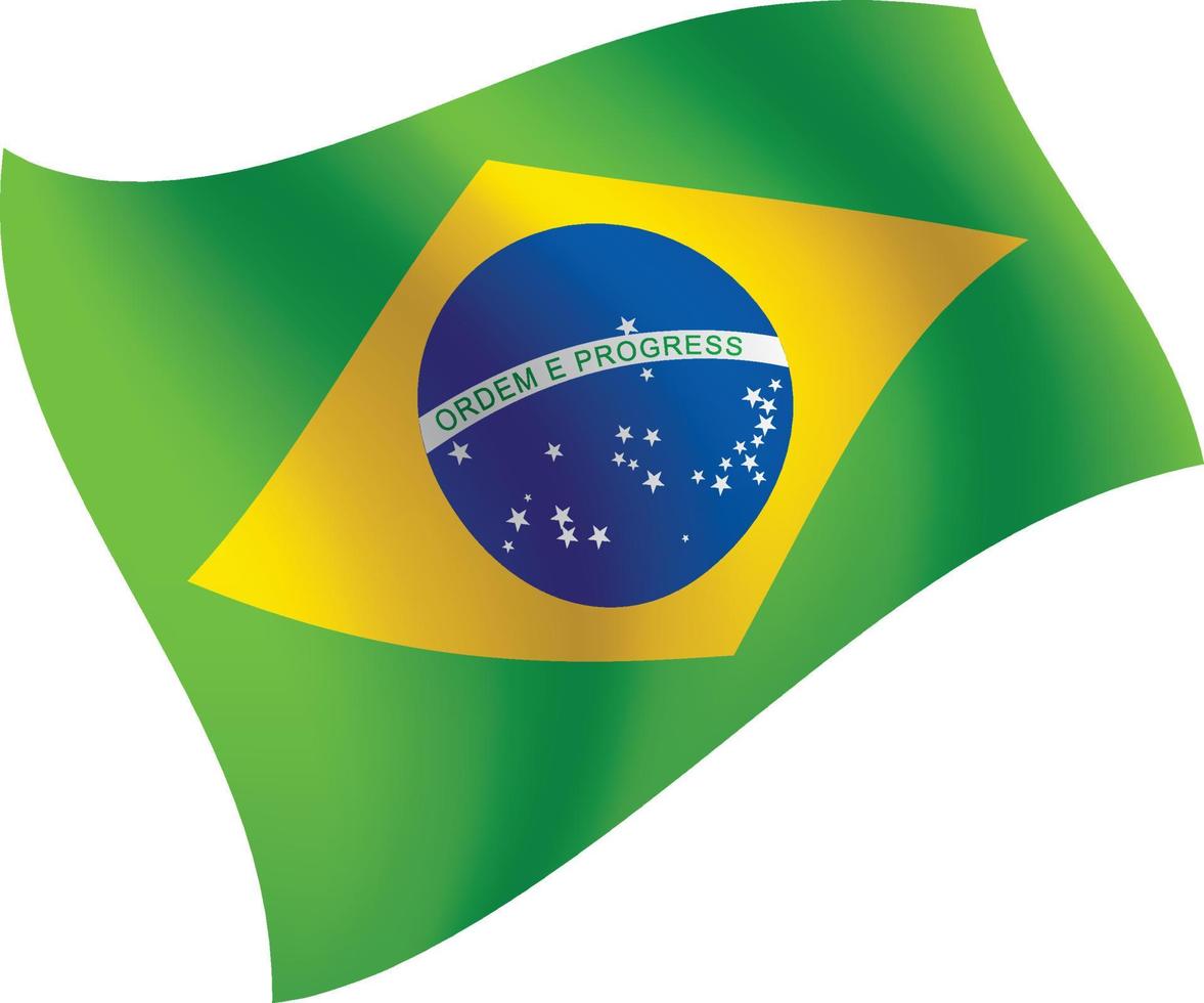 Brazil flag waving isolated vector illustration