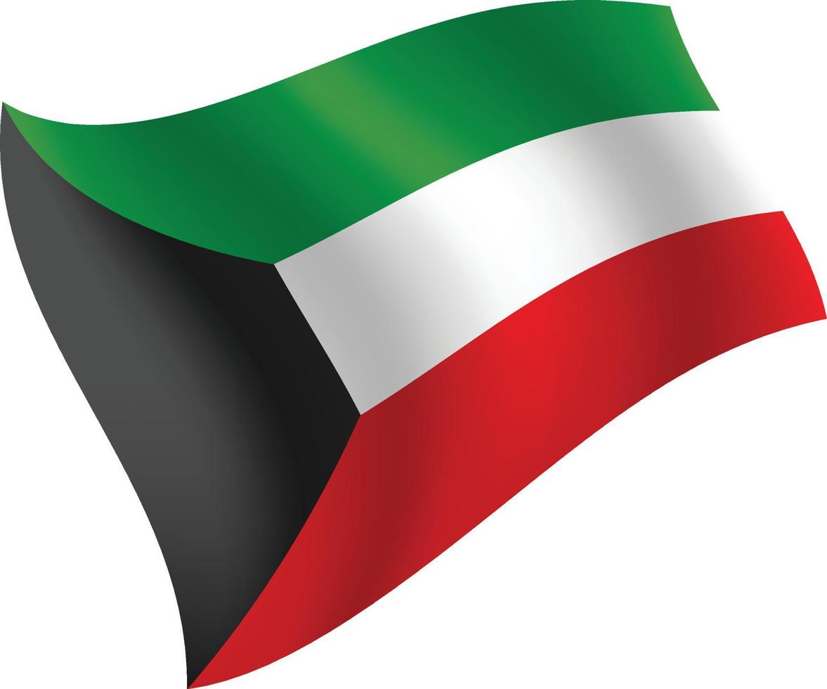 Kuwait flag waving isolated vector illustration