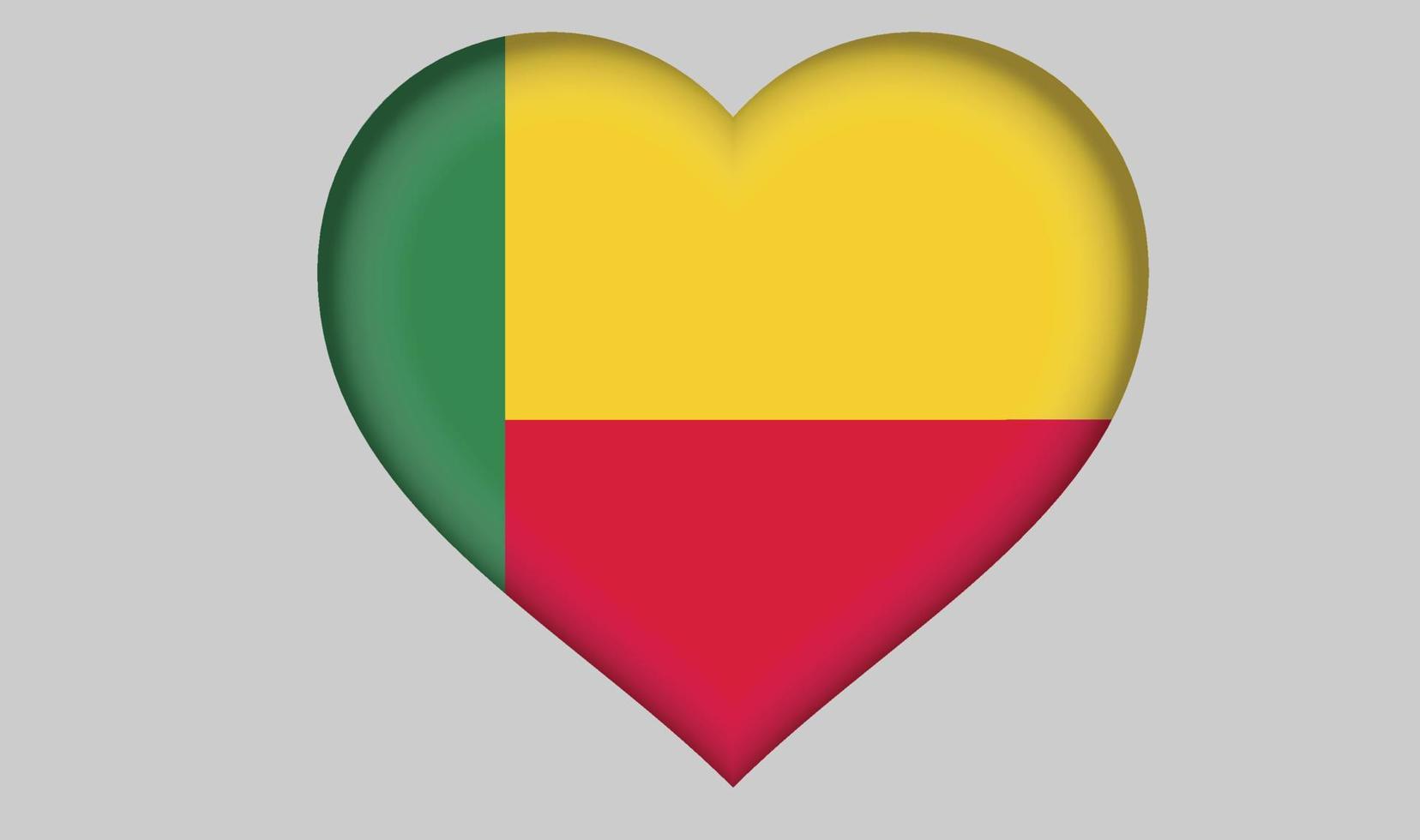 Benin flag heart vector