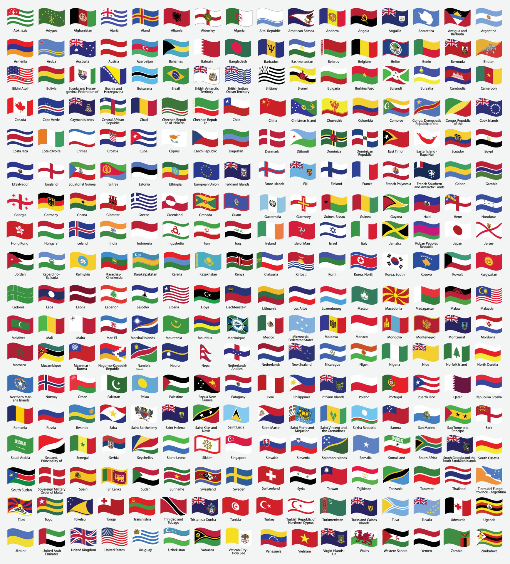 all national flags wave of the world 6794782 Vector Art at Vecteezy