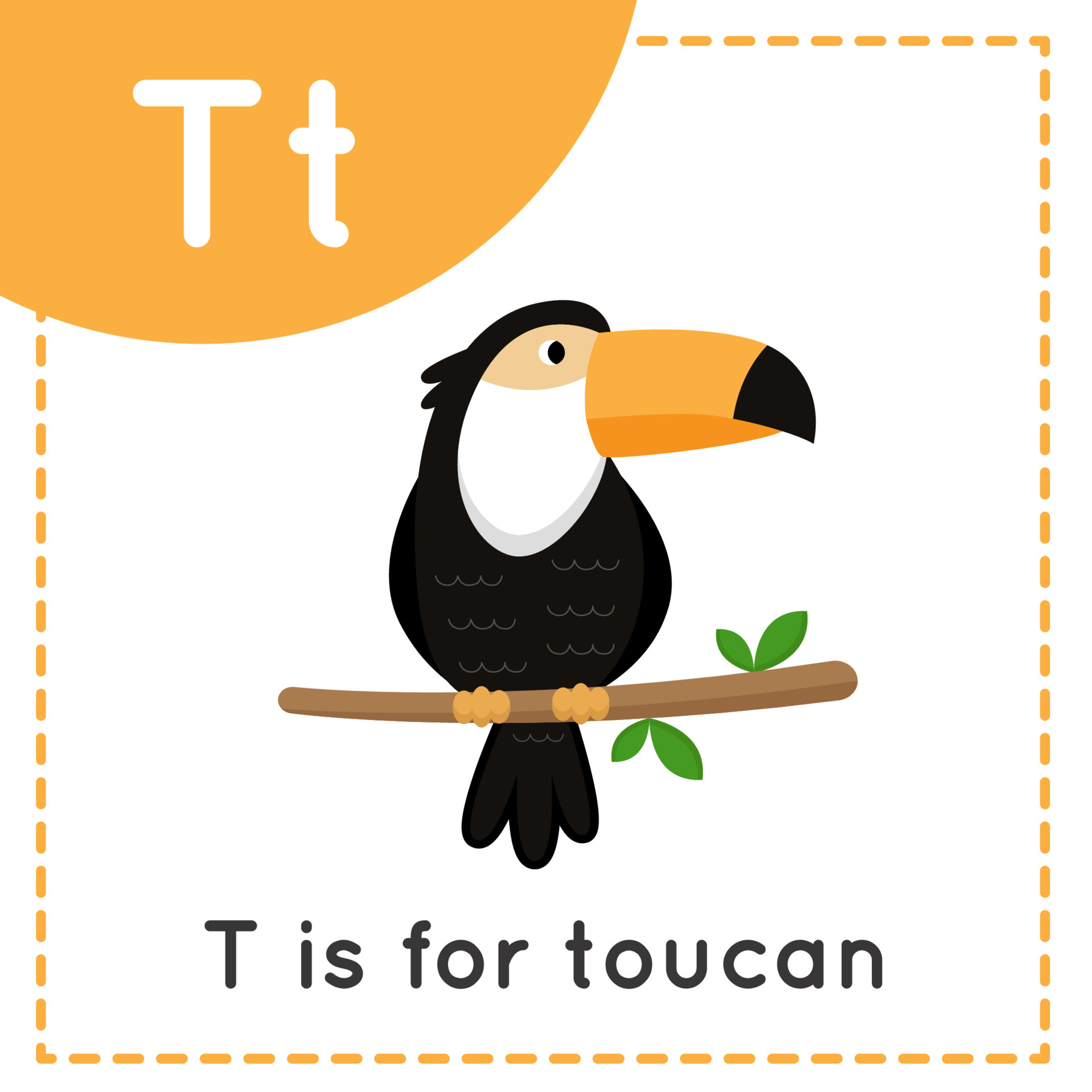 Learning English alphabet for kids. Letter T. Cute cartoon toucan. 6794803  Vector Art at Vecteezy