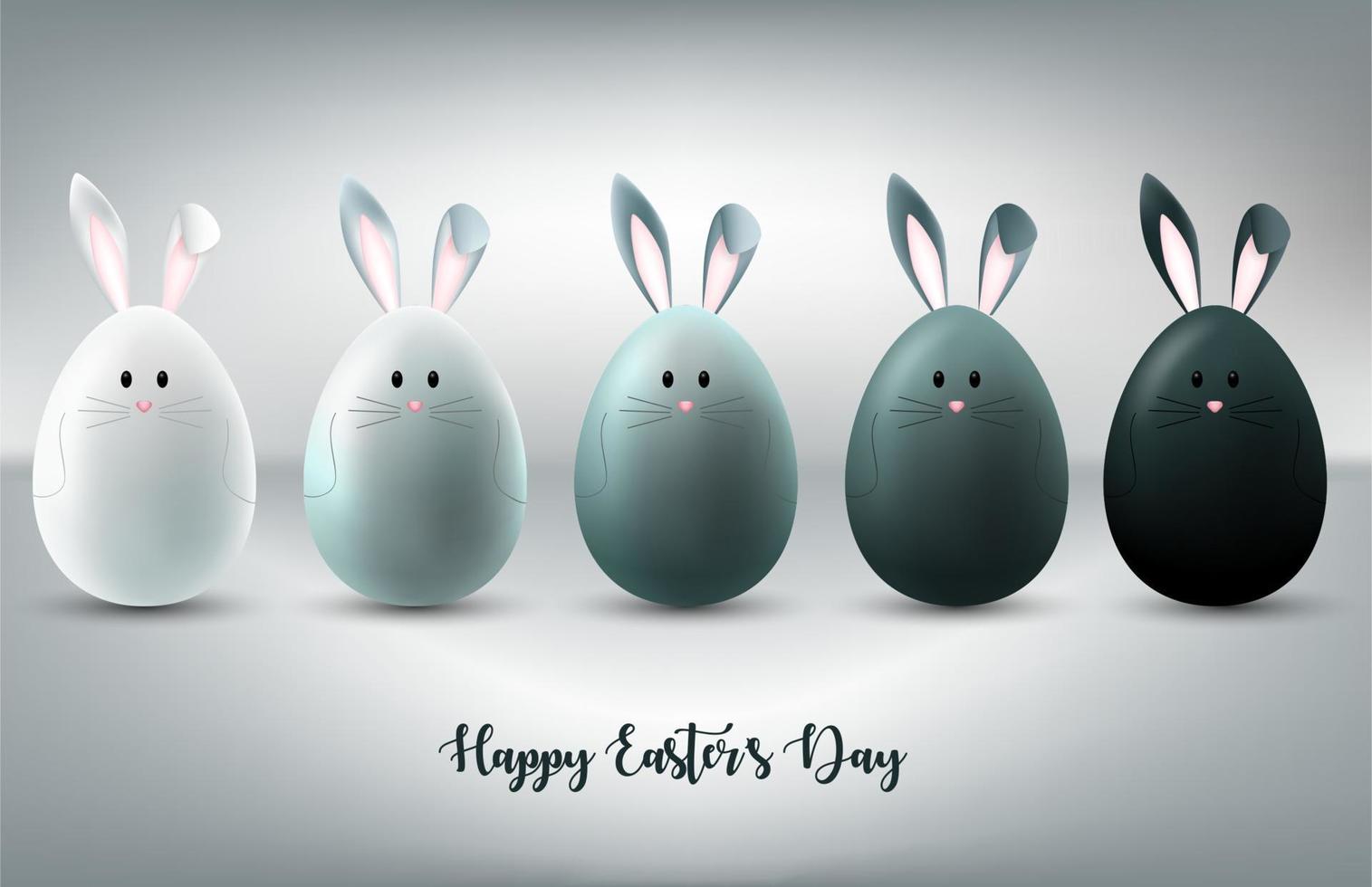 Happy easter day background with bunnies character on eggs vector