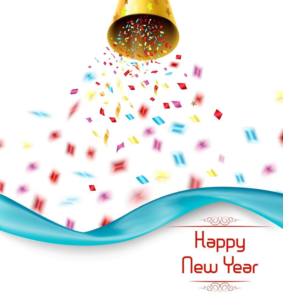 Happy New year. Exploding party bell with confetti vector