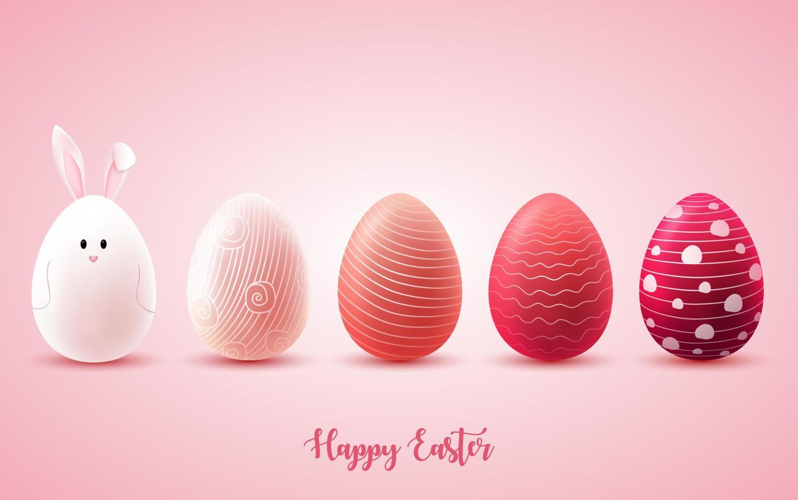 Funny Easter eggs on bright pink background vector