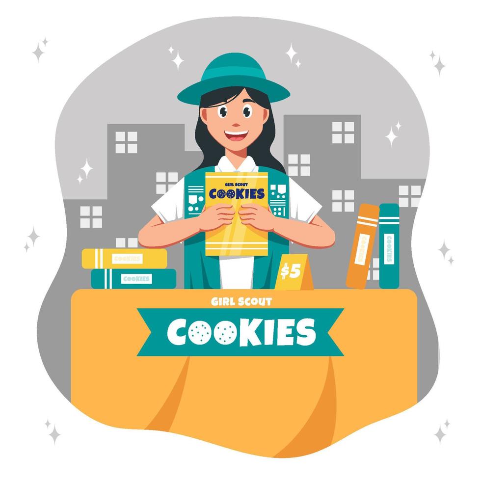 concepto de actividades de cookies de girl scout vector