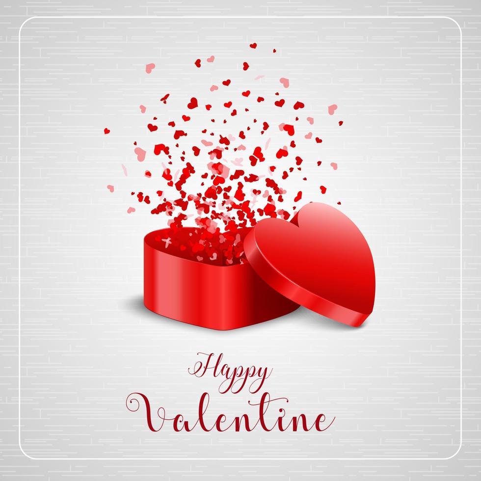 Happy Valentine's day card and open heart gift vector