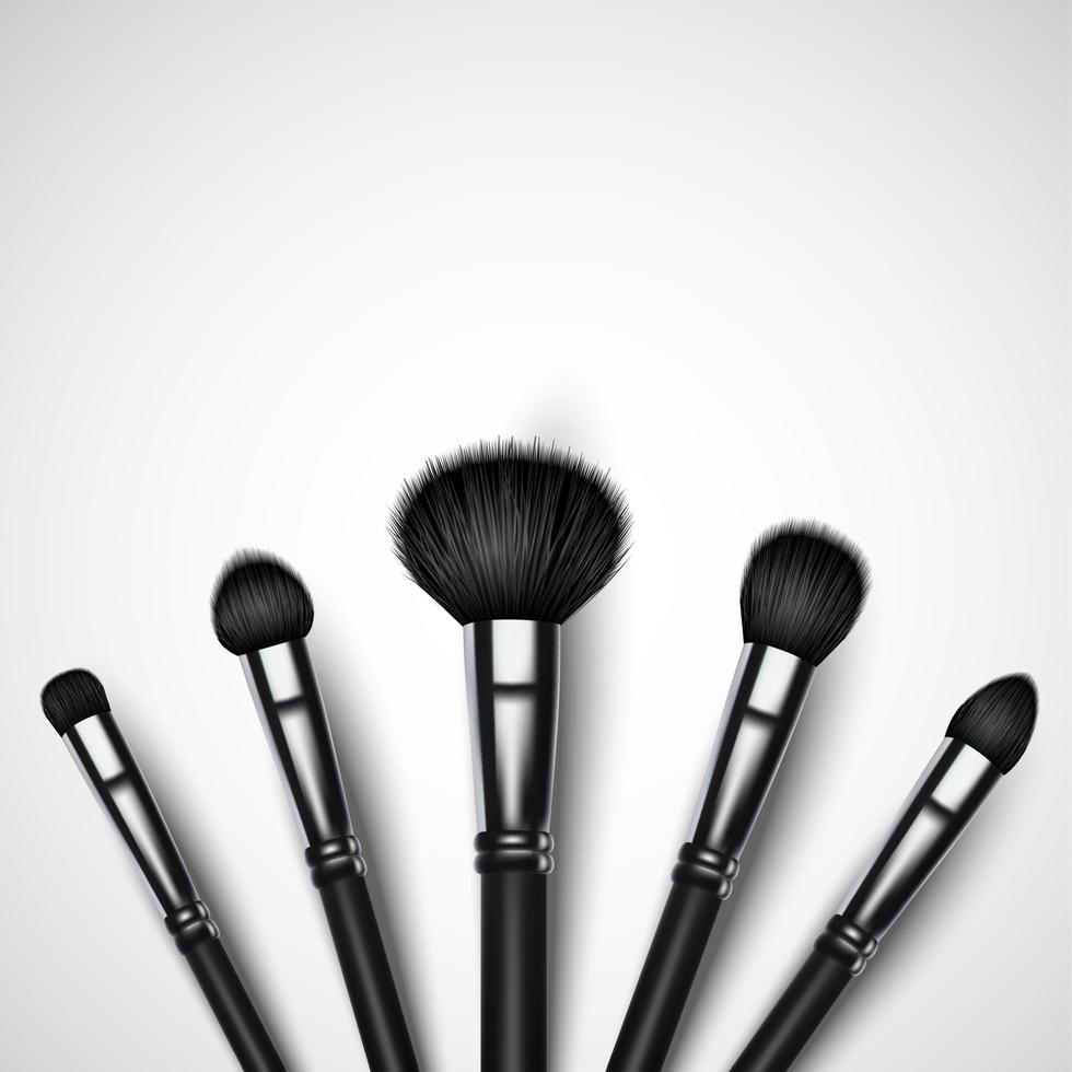 Set of makeup brushes on white background vector