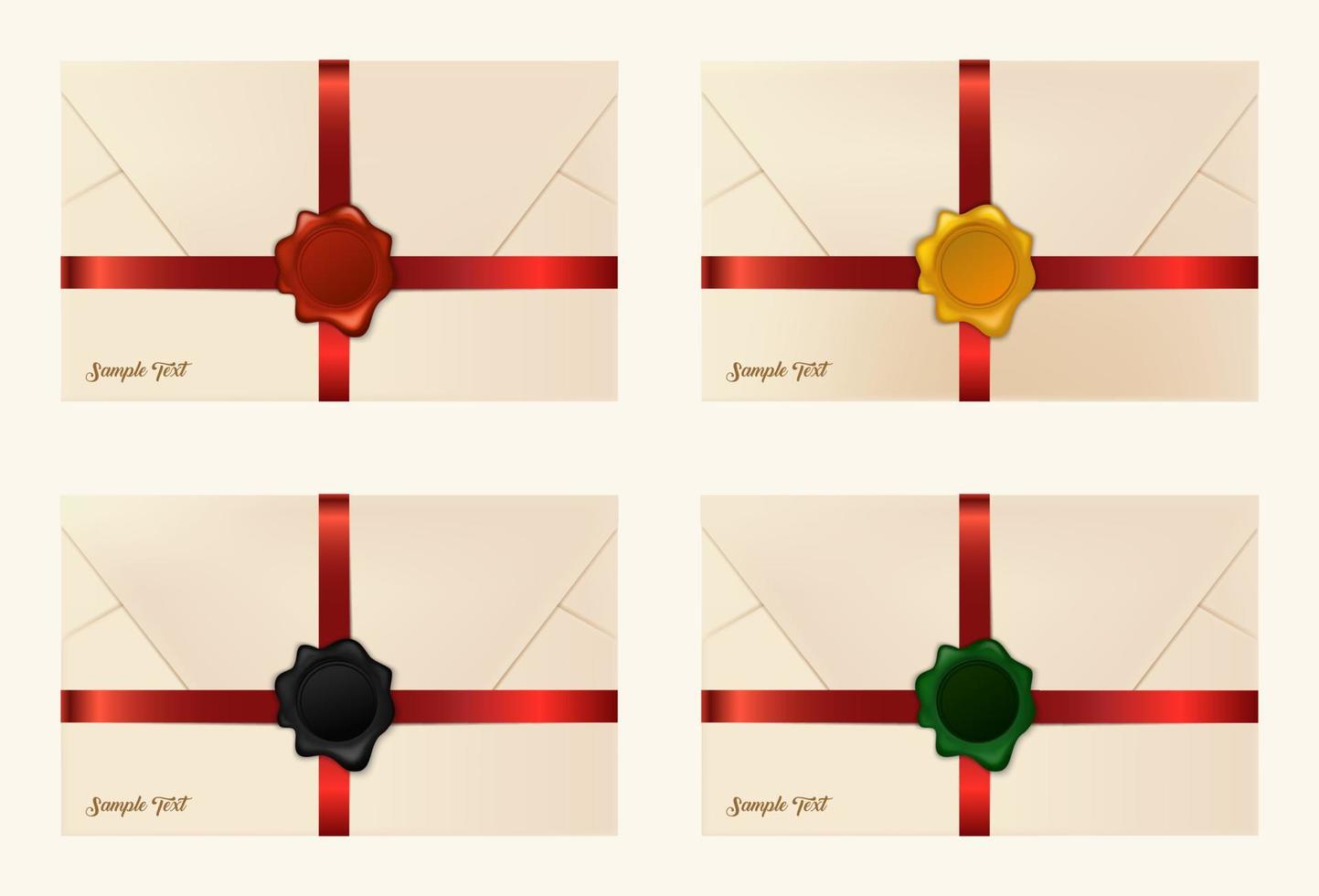 Vector illustration of Set of wax sealed envelopes