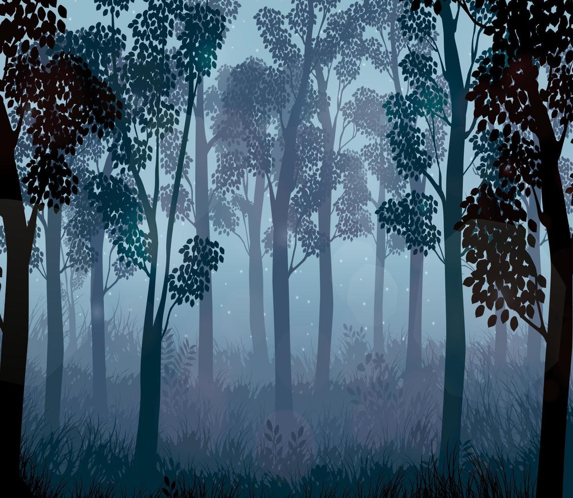 Forest at night background vector