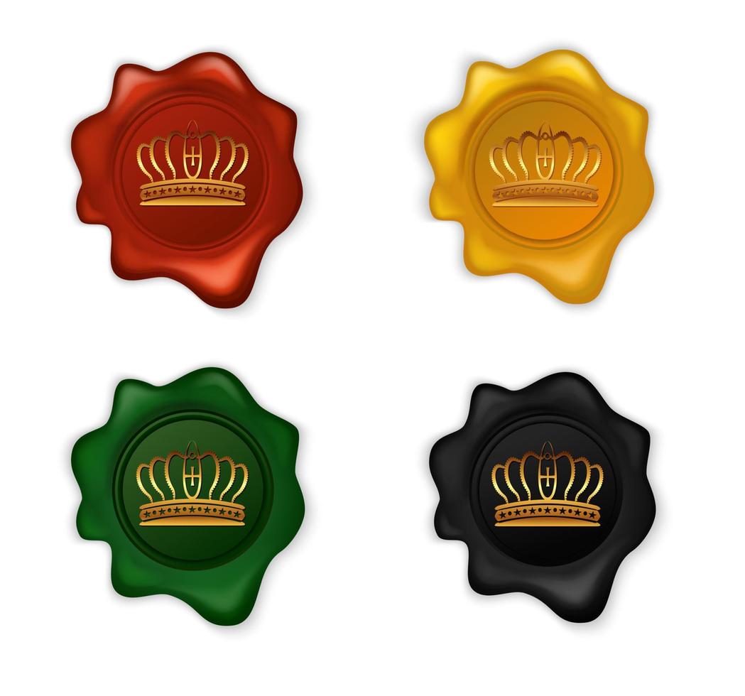 Vector illustration of Crown Wax Seal Set