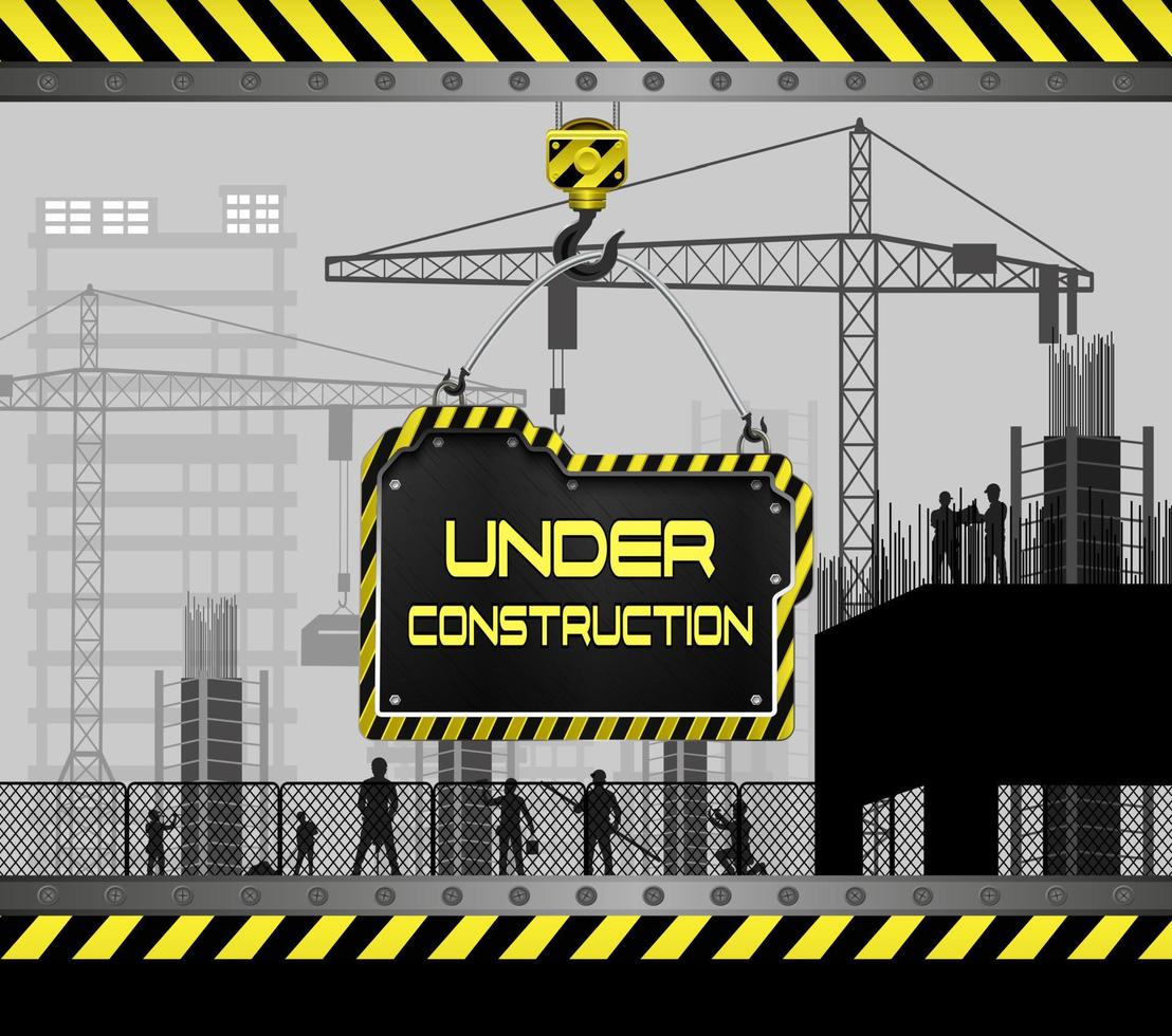Construction sites with buildings and cranes vector