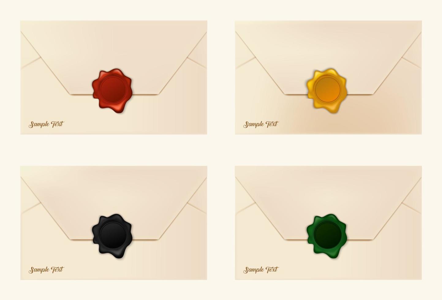 Vector illustration of Set of wax sealed envelopes
