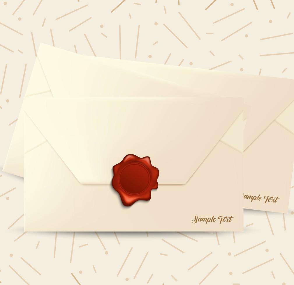 Envelope with red wax seal vector