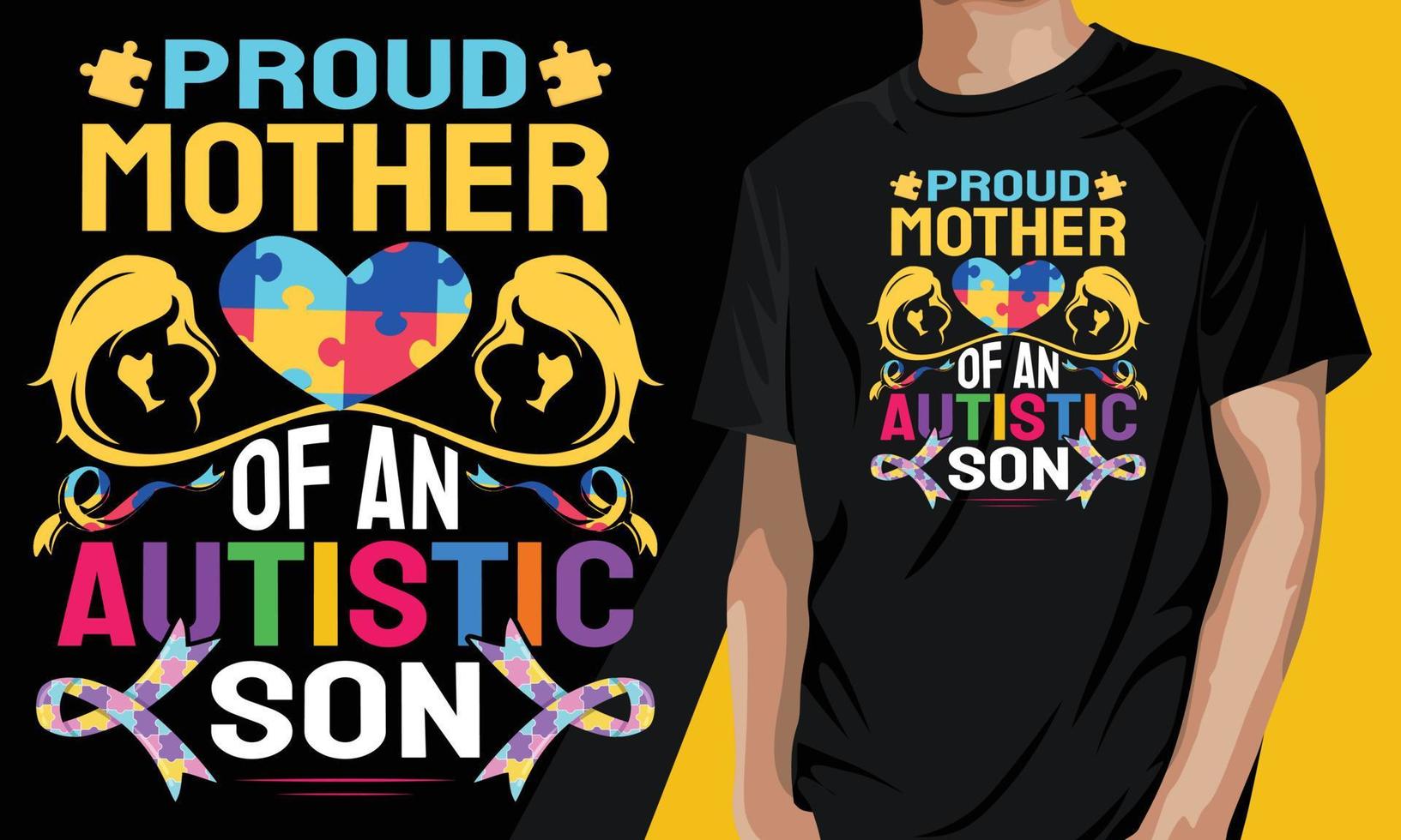 Proud mother of an autistic son, World autism awareness day vector