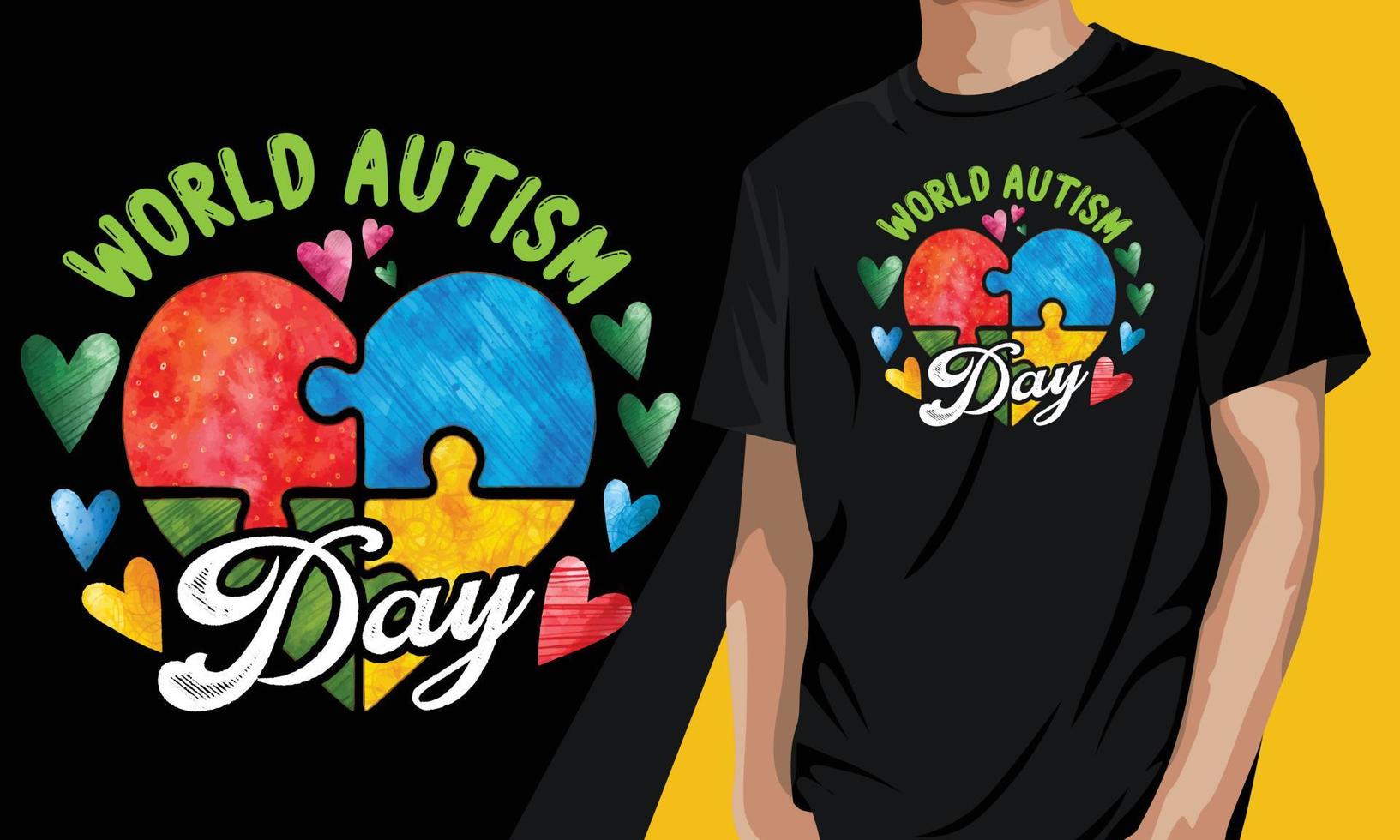 camiseta colorida del rompecabezas del día mundial de la conciencia del autismo vector