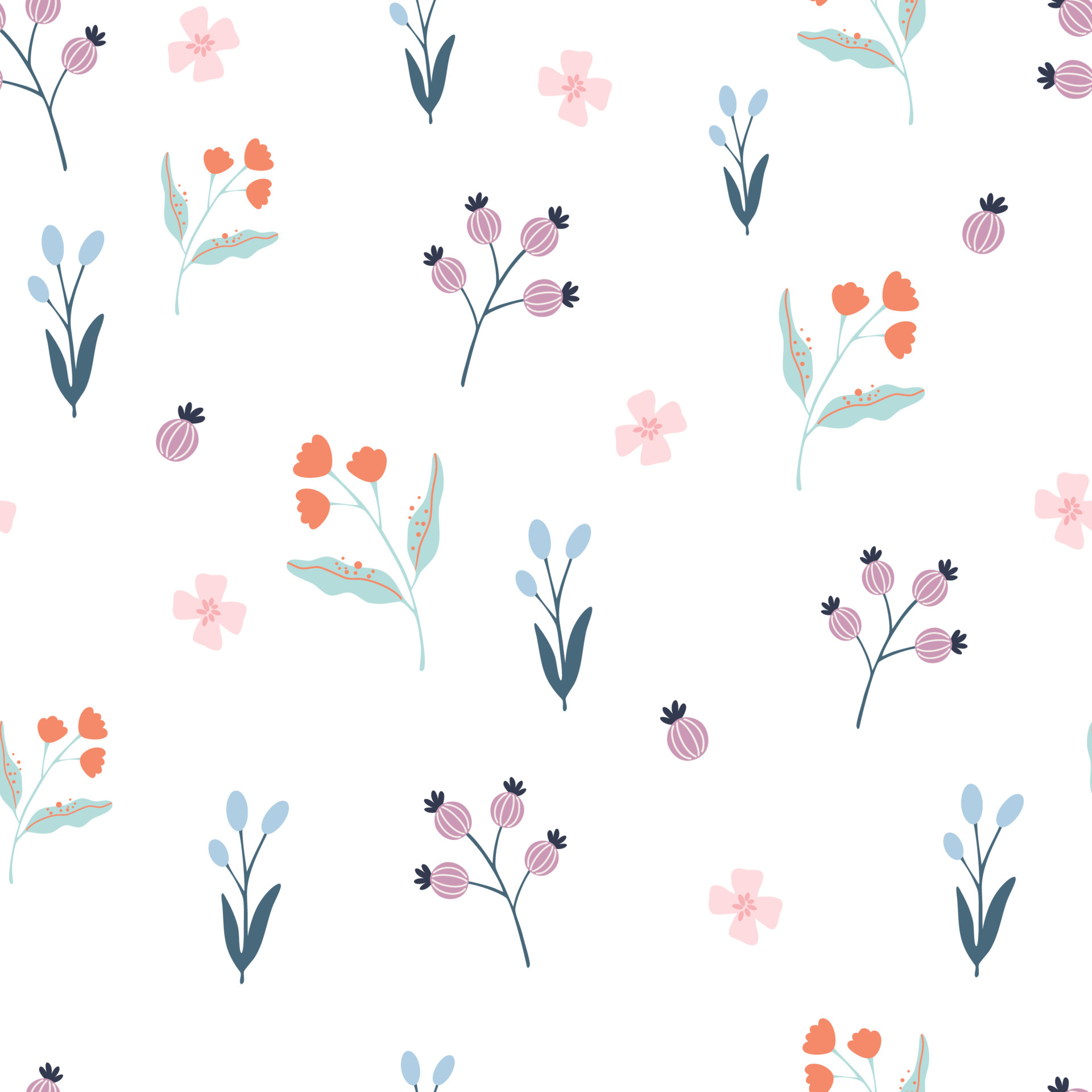 Floral seamless pattern. Creative blooming texture. Wildflowers ...