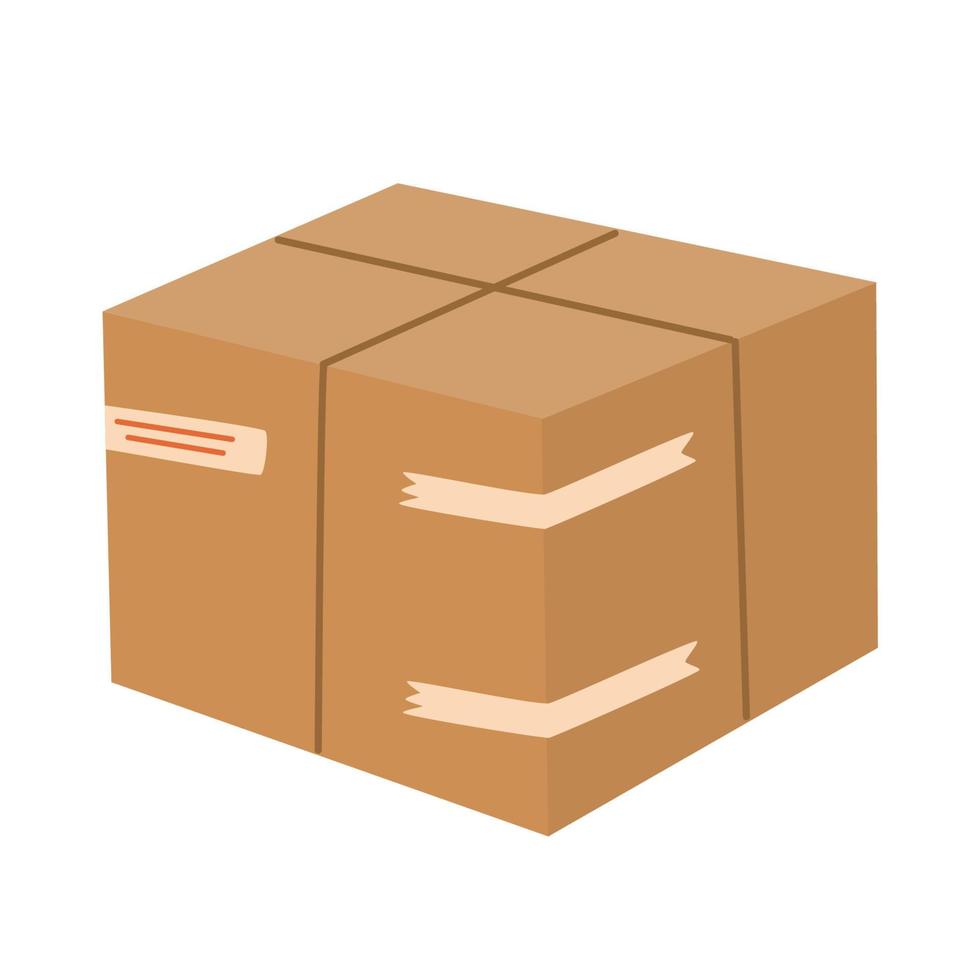 caja de cartón. entrega y embalaje. transporte, entrega. ilustraciones vectoriales dibujadas a mano aisladas en el fondo blanco. vector